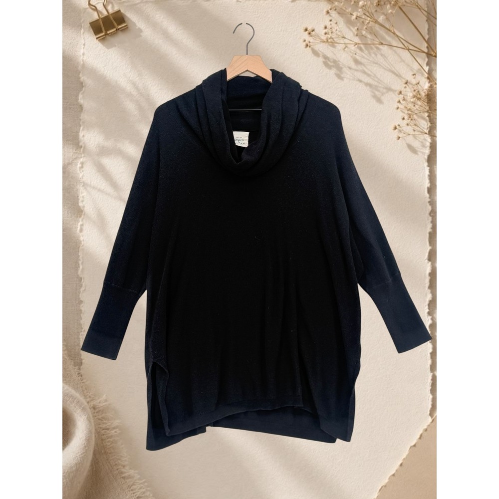 Between Me & You Cowl Neck Oversized Knit Tunic Sweater Black XL